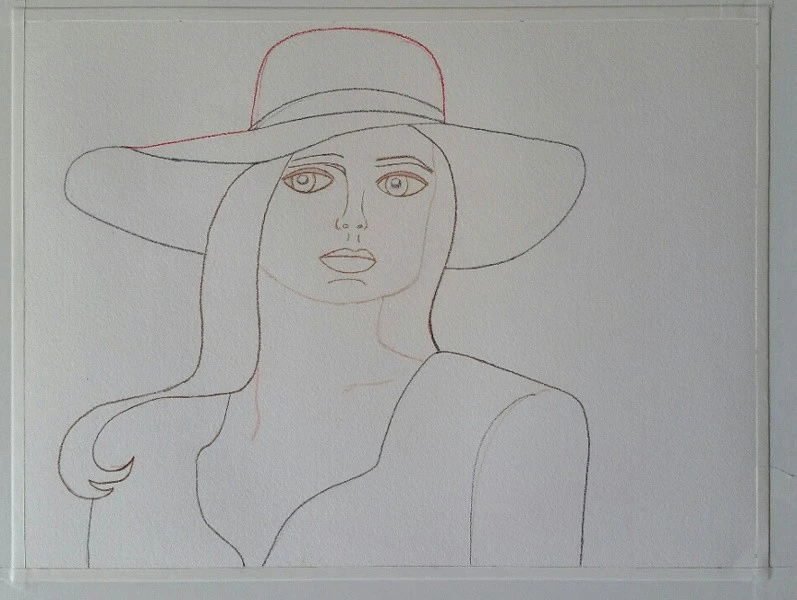 Woman in a Red Hat, wip 1 sketch.webp