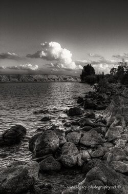 $Looking South on the shore of the Kinneret - Sunset - Dark Sepia.jpg