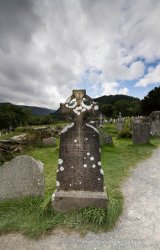 $Ancient Celtic Cross Tombstone - Monastic Village Glendalough.jpg