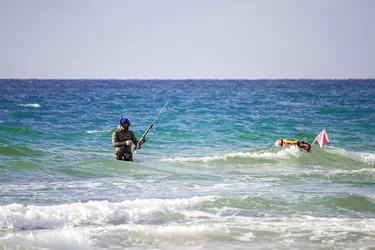 $Spear fisherman heading into ocean - 2 - small.webp