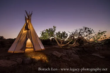 $Teepee at sunset with trees - closed flap.webp