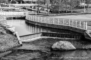 Water park on St. Joseph River South Bend Indiana - BW.webp
