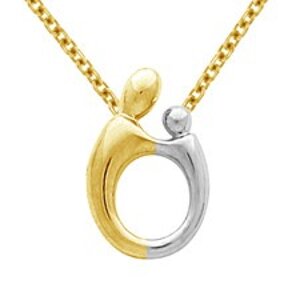 Mom and Child Gold Heart Pendant at B2C Jewels