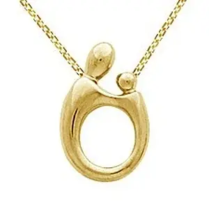 Mom and Child Hollow Back Gold Pendant at B2C Jewels
