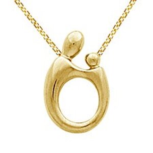 Mom and Child Hollow Back Gold Pendant at B2C Jewels