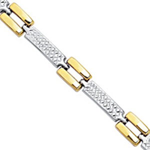 Two-Tone Link Bracelet In 14K Yellow Gold And Sterling Silver