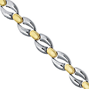 Two-Tone Link Bracelet In 14K Yellow Gold And Sterling Silver