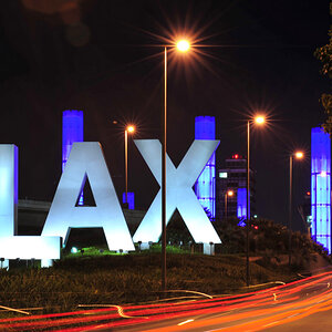 LAX Airport sign at night