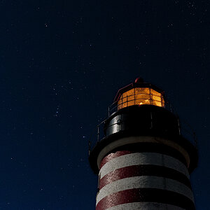 West Quoddy Head Lighthouse in full moonlight