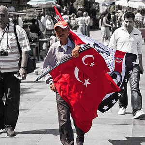 Selling flags, Istanbul.