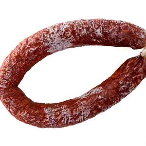 Chorizo sausage isolated as Cut