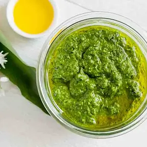 Pesto with wild garlic in a jar