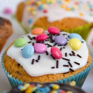 Muffins on cake top detail