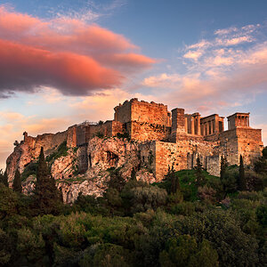 View of Acropolis from the Areopagus Hill in the Evening, Athens