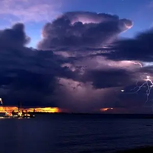 A lightening storm over Lake Huron
