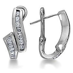 14K White Gold Fancy Diamond Hoop Earrings