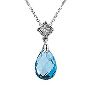 Blue Topaz and diamond Pendant
