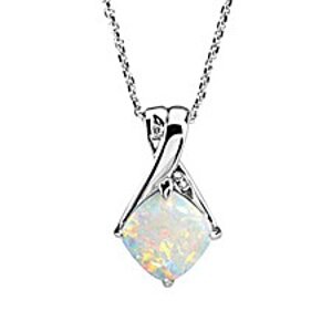 Genuine Opal Diamond Pendant