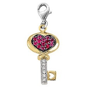 Genuine ruby daimond key charm