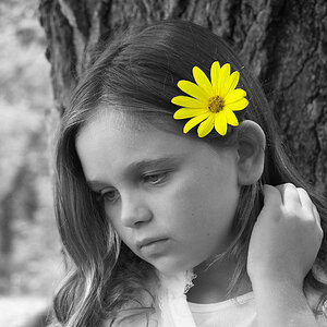 Anna black and white with yellow flower