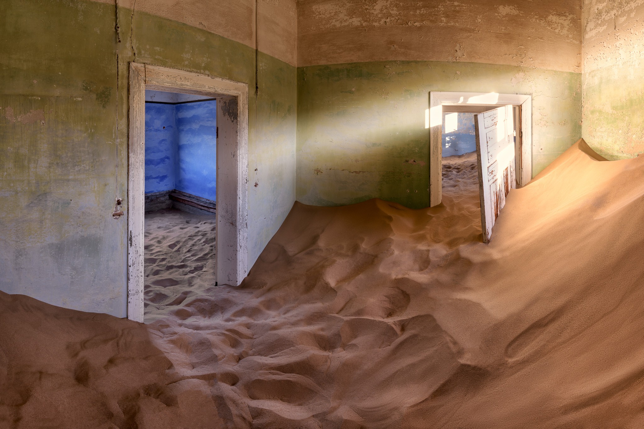 Abandoned House Full of Sand in the Ghost Town of Kolmanskop, Na