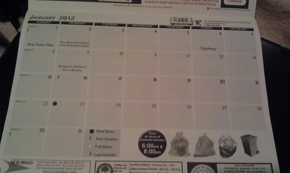 calendar we got in the mail last year, its missing 29th