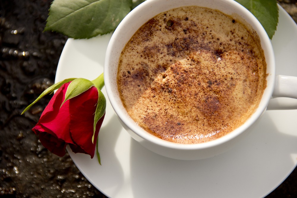 Coffee with Rose Closeup