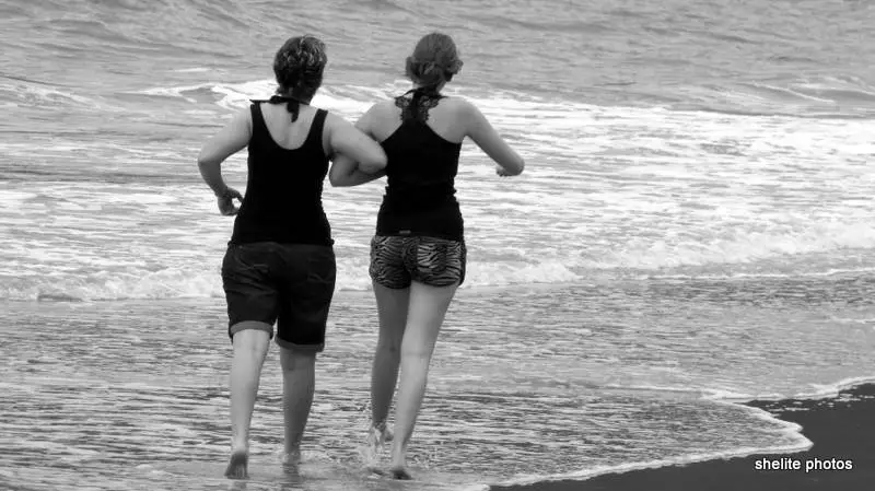 Freinds walking on beach