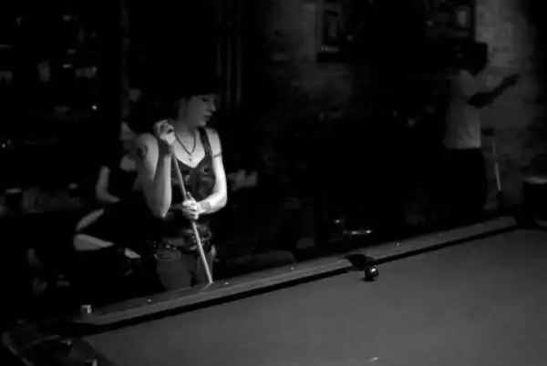 june08photo33-Gina Playing Pool 2 bw