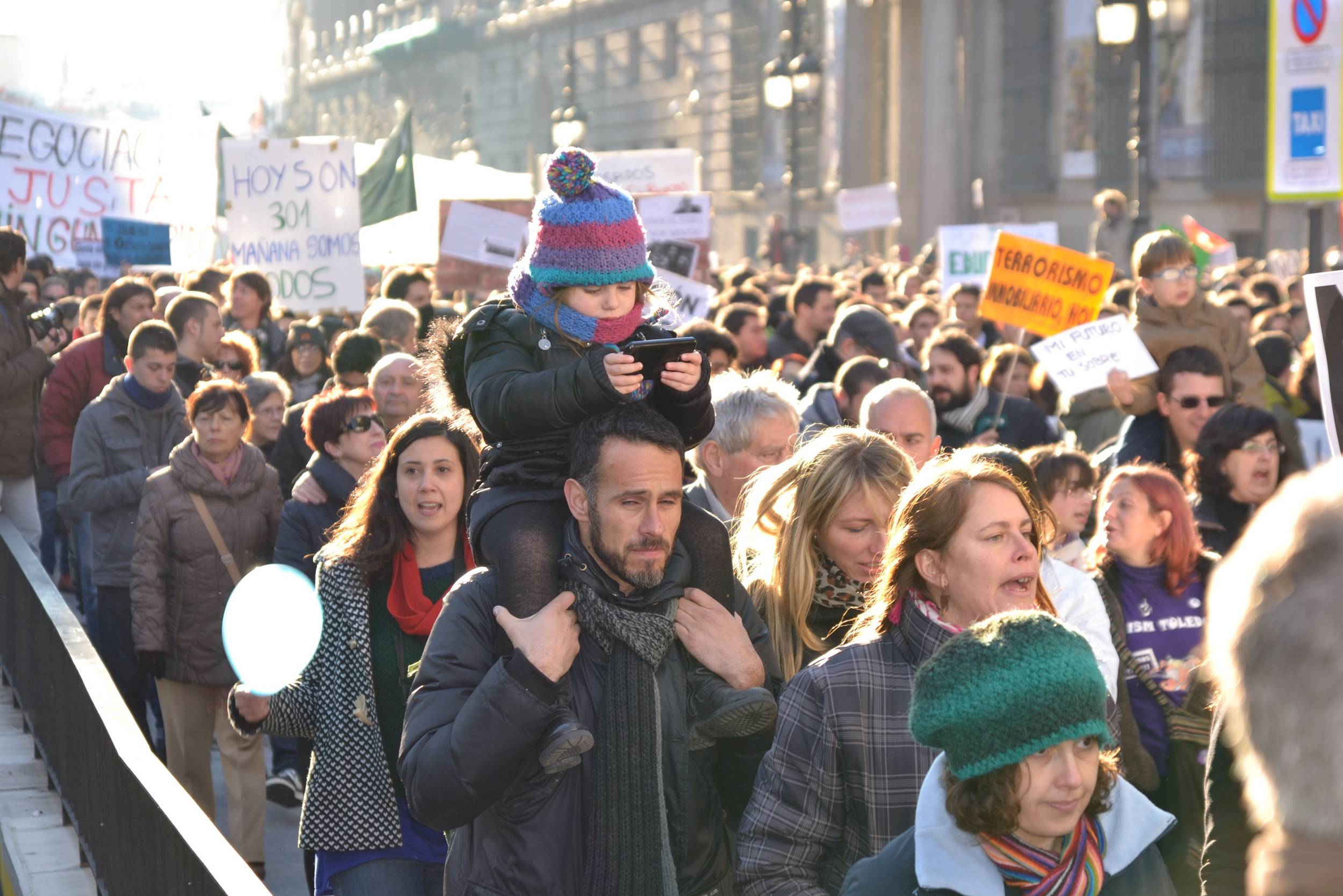 Little Girl NOT protesting in Madrid