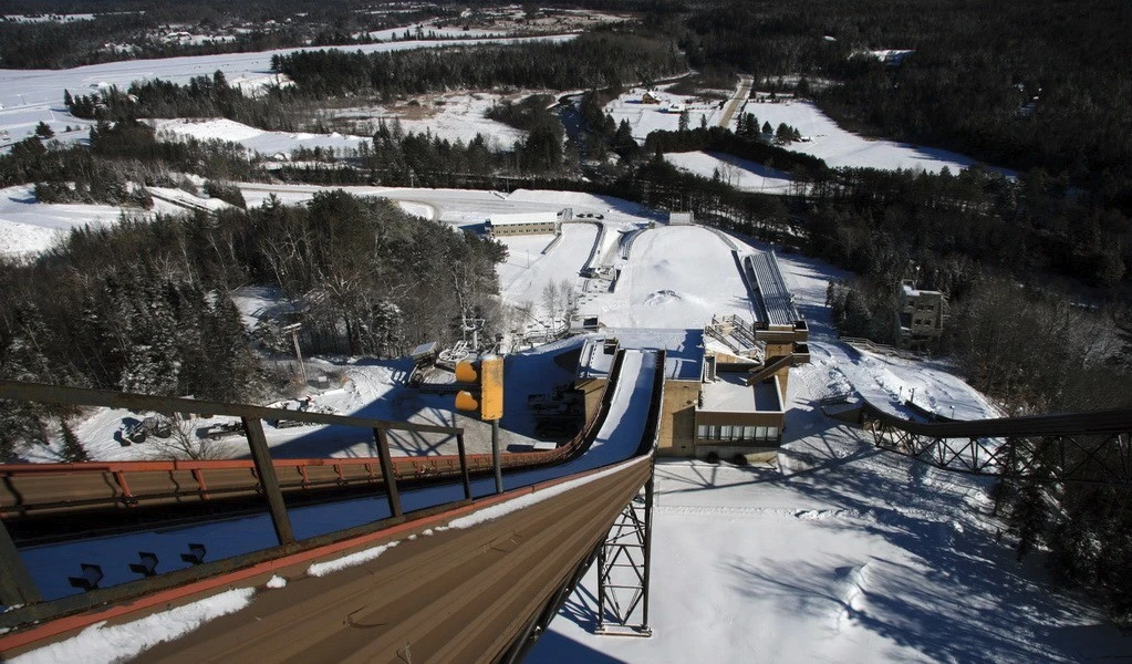 Looking down the Olympic Ski Jump in Lake Placid, New York