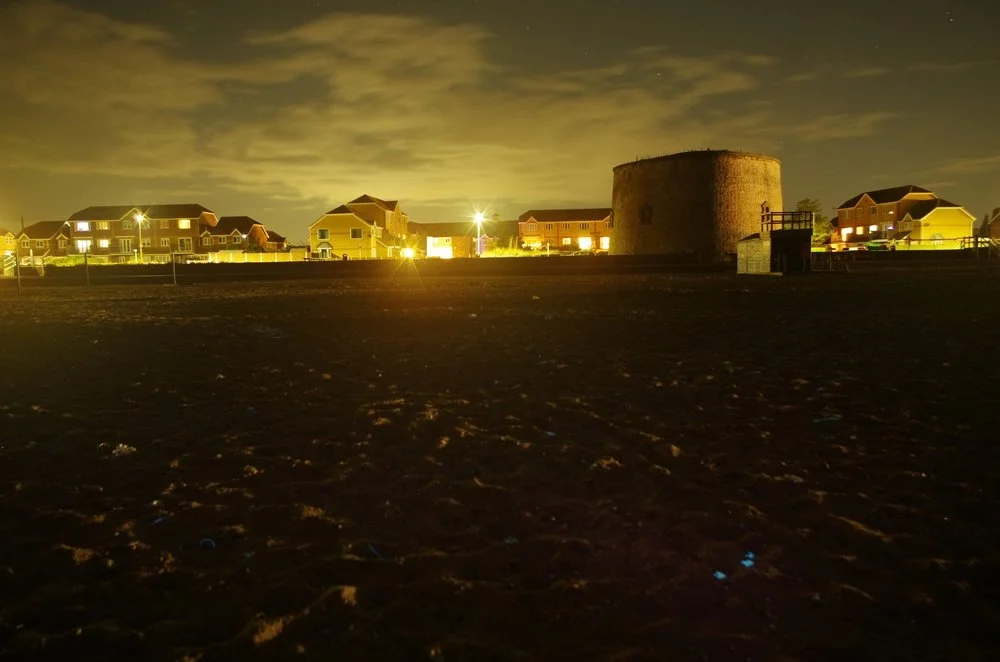 martello tower at night