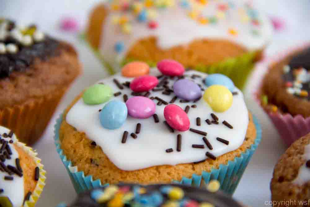 Muffins on cake top detail