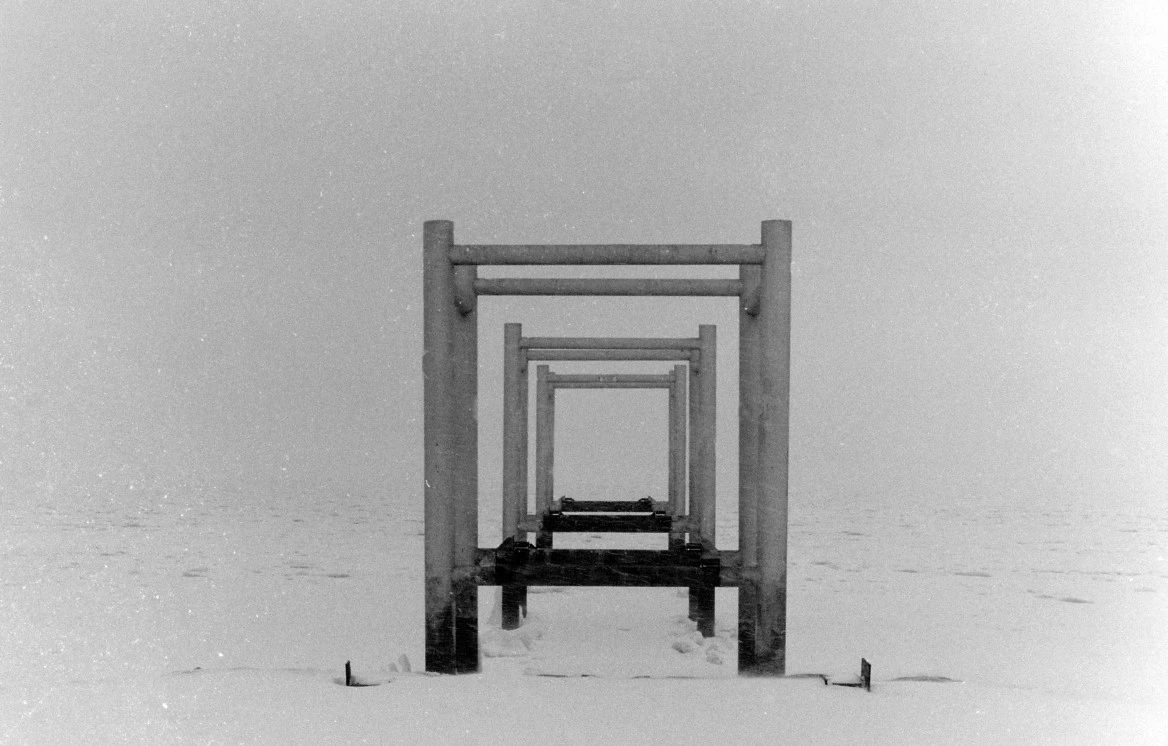pier in snow