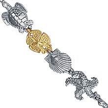 Sea Life Combo Bracelet In Sterling Silver And 14K Yellow Gold