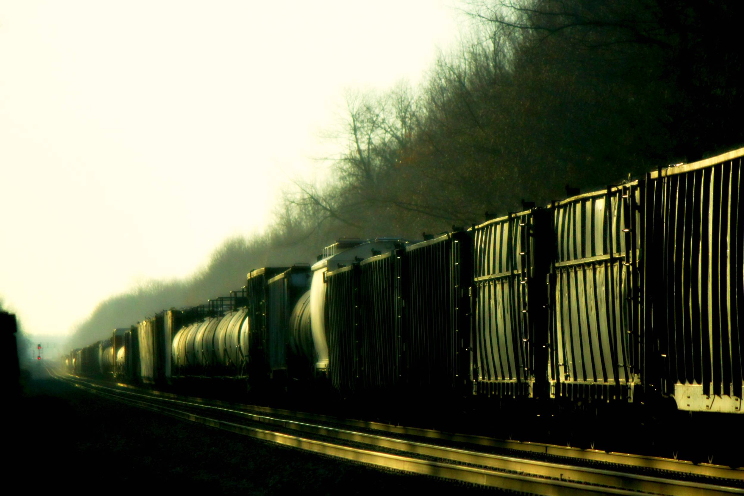 train at sunset