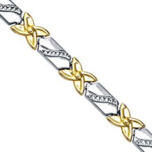 Two-tone Star and Bar Bracelet in 14K Yellow Gold And Sterling Silver