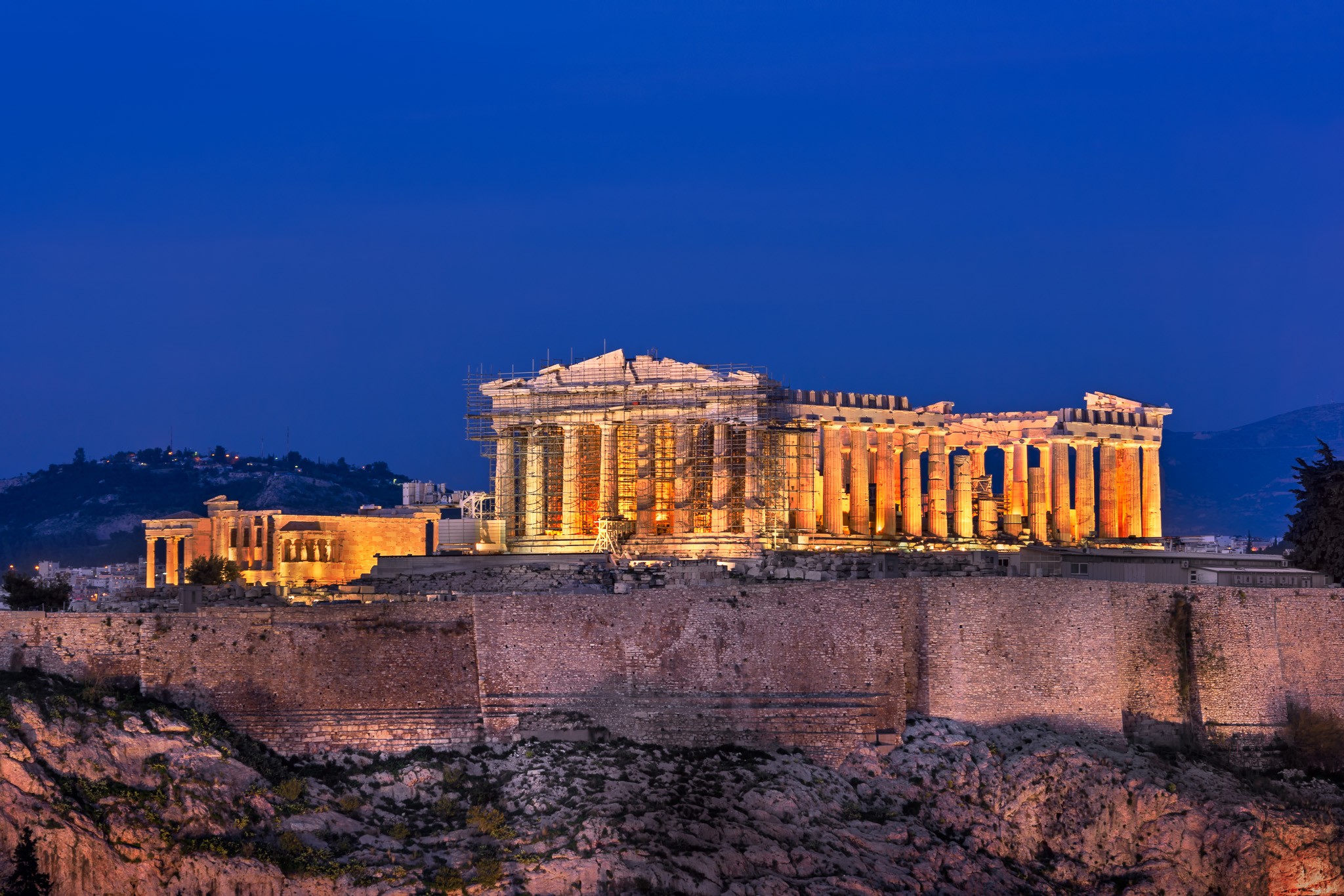 View of Acropolis and Parthenon from the Philopappos Hill in the