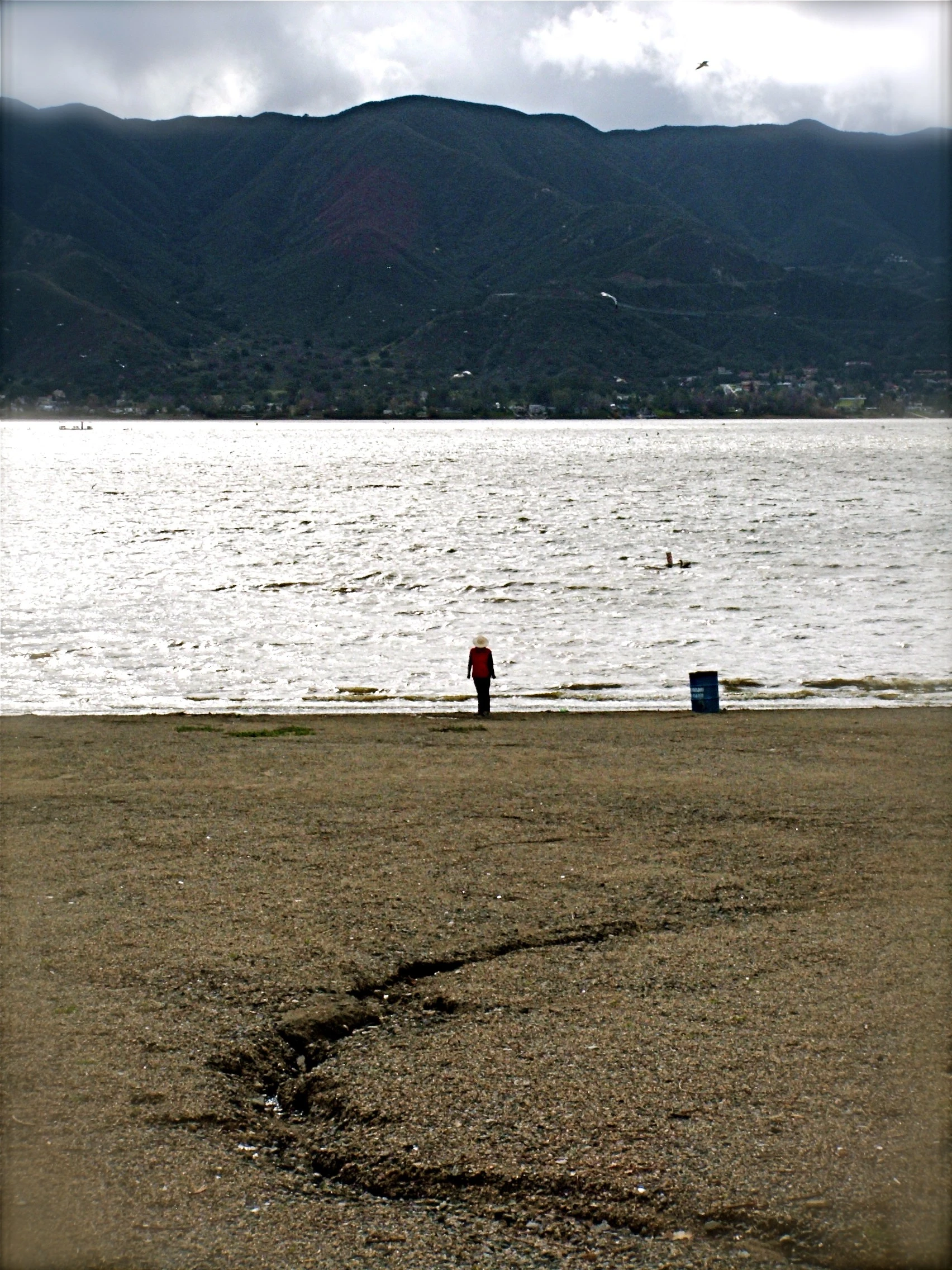 Walk on Lake Beach After Rain