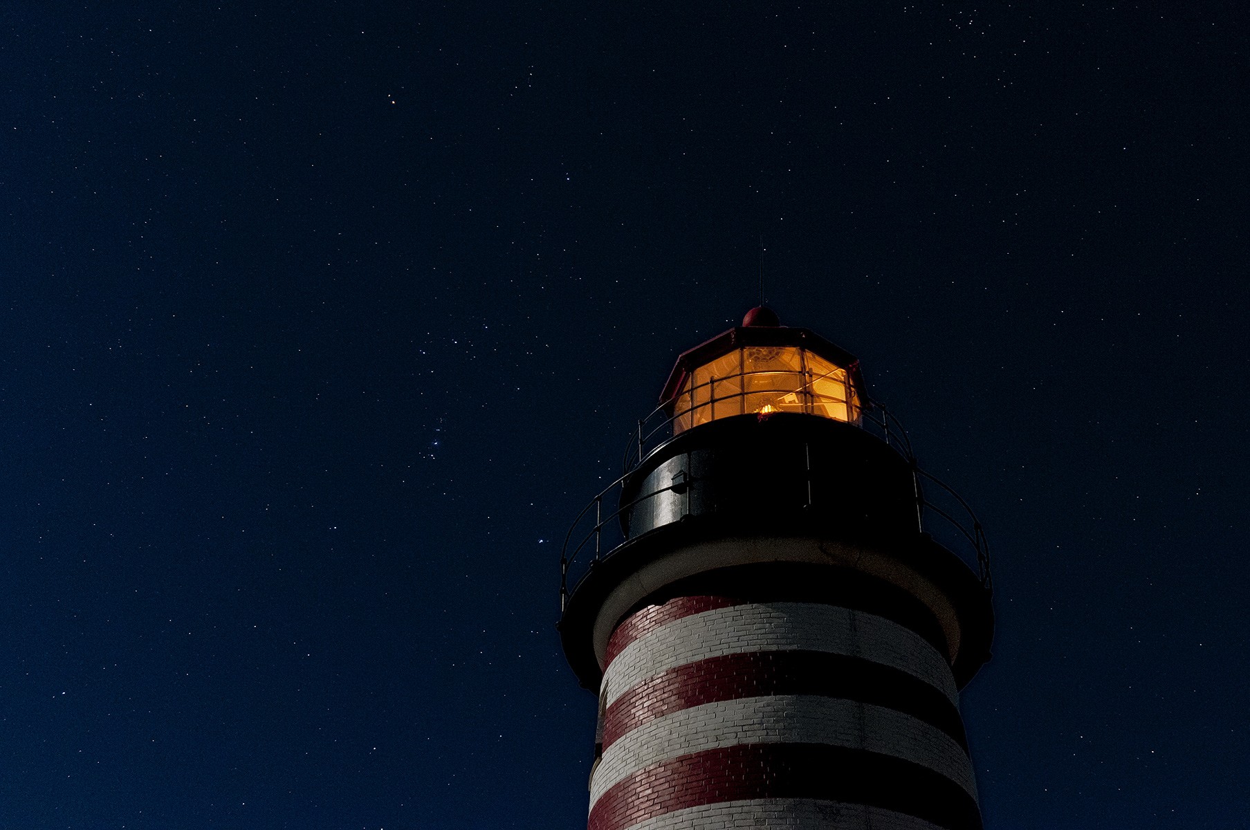 West Quoddy Head Lighthouse in full moonlight