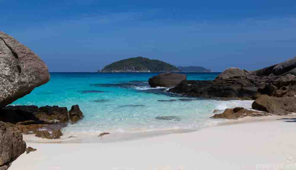 White sand beach and turquoise blue sea